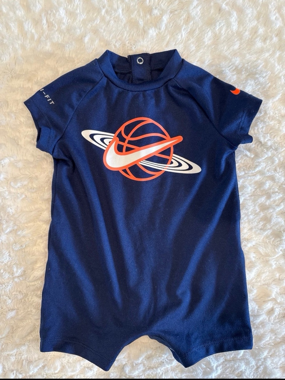 Nike Navy Short-Sleeve Dri-FIT Basketball Graphic Romper